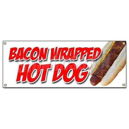 Signmission BACON WRAPPED HOT DOG BANNER SIGN texas tommy cheese deep fried stick B-Bacon Wrapped Hot Dog
